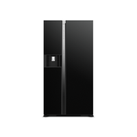 Hitachi RSX700GPUK0GBK 700ltr Side by Side Glass Refrigerator With Dispenser, Glass Black - thumbnail