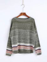 Casual Women Striped Batwing Sleeve Sweater