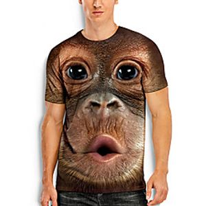 Men's Tee T shirt Shirt 3D Print Graphic Prints Orangutan Animal Print Short Sleeve Daily Tops Basic Casual Khaki miniinthebox