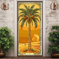 Coconut Tree Door Covers Door Tapestry Door Curtain Decoration Backdrop Door Banner for Front Door Farmhouse Holiday Party Decor Supplies Lightinthebox