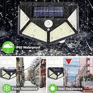 4pcs 100 LED Motion Sensor Lights, IP65 Waterproof Led Solar Lights, For Backyard Garden Fence Patio Front Door Garage Deck Pathway Porch Step, For Halloween Christmas New Year Outdoor Party Lighting miniinthebox