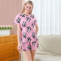 Women's Daily Cotton Blend Normal Pajamas Jewel Neck Suits Short Sleeves 2 Piece Spring  Summer Without Lining XS Blushing Pink Lightinthebox - thumbnail