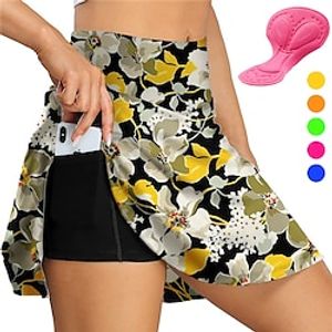 21Grams Women's Cycling Skort Skirt Bike Skirt Bottoms Race Fit Mountain Bike MTB Road Bike Cycling Sports Graphic Floral Botanical 3D Pad Cycling Breathable Moisture Wicking Violet Yellow Spandex Lightinthebox