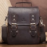 Men's Crossbody Bag Shoulder Bag Messenger Bag Nappa Leather Cowhide Daily Zipper Black Lightinthebox