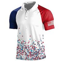 National Flag Men's Casual 3D Polo Shirt Street Daily Holiday American Independence Day Cotton Blend Short Sleeve Turndown Polo Shirts White Spring Summer S M L Micro-elastic Lapel Polo Lightinthebox