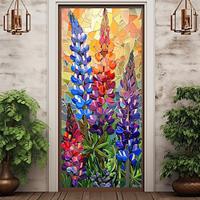 Thistle 3D Flowers Door Covers Mural Decor Door Tapestry Door Curtain Decoration Backdrop Door Banner Removable for Front Door Indoor Outdoor Home Room Decoration Farmhouse Decor Supplies Lightinthebox