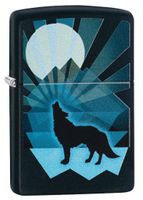 Zippo 29864 218 Wolf And Moon Design Black Matte Windproof Lighter