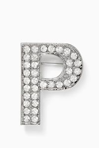 P Letter Rhinestone Pin Brooch