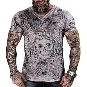 Men's T shirt Tee Tee Graphic Skulls V Neck Clothing Apparel 3D Print Daily Sports Short Sleeve Print Fashion Designer Casual Lightinthebox
