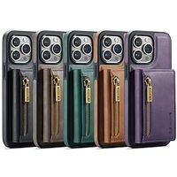 Phone Case For iPhone 15 Pro Max Plus iPhone 14 13 12 11 Pro Max Plus Back Cover Wallet Case With Magsafe with Stand Holder Magnetic Zipper Retro TPU PU Leather Lightinthebox - thumbnail