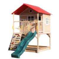 Megastar Cubby Tubby Kids Wooden Playhouse with Slide And Cimbing Wall