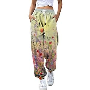 Women's Sweatpants Pants Trousers Rainbow Mid Waist Fashion Athleisure Casual Daily Print Micro-elastic Full Length Breathable Leaf S M L XL XXL  Loose Fit Lightinthebox