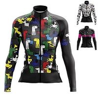 21Grams Women's Cycling Jersey Long Sleeve Bike Jersey Top with 3 Rear Pockets Mountain Bike MTB Road Bike Cycling Breathable Quick Dry Moisture Wicking Reflective Strips Black White Rose Red Animal miniinthebox - thumbnail