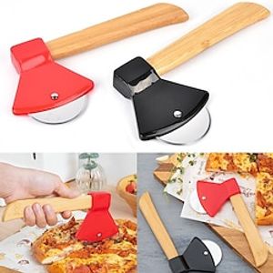 Axe-Type Pizza Cutters with Bamboo Handles and Sharp Rotating Blades  Pizza Cutter Wheel for Pizza Bread Cakes Lightinthebox