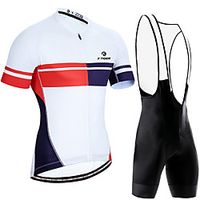 Men's Short Sleeve Cycling Jersey with Bib Shorts Summer Spandex Polyester White Stripes Bike Clothing Suit 3D Pad Breathable Quick Dry Reflective Strips Sports Stripes Mountain Bike MTB Road Bike Lightinthebox - thumbnail