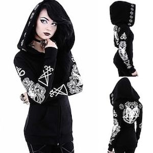 Goth Girl Retro Vintage Punk  Gothic Steampunk Coat Hoodie Outerwear Women's Costume Vintage Cosplay Party Long Sleeve Coat Masquerade miniinthebox