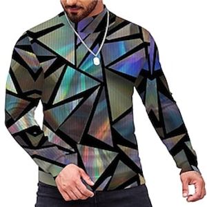 Geometry Casual Men's Print Knitting Pullover Sweater Jumper Knitwear Outdoor Daily Vacation Long Sleeve Turtleneck Sweaters Yellow Purple Green Fall Winter S M L Sweaters Lightinthebox