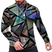 Geometry Casual Men's Print Knitting Pullover Sweater Jumper Knitwear Outdoor Daily Vacation Long Sleeve Turtleneck Sweaters Yellow Purple Green Fall Winter S M L Sweaters Lightinthebox - thumbnail