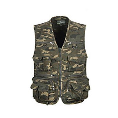 Men's Fishing Vest Outdoor Multi-Pockets Quick Dry Lightweight Breathable Vest  Gilet Spring Summer Fishing Photography Camping  Hiking Camouflage  Cotton  Sleeveless  Camo  Camouflage Lightinthebox