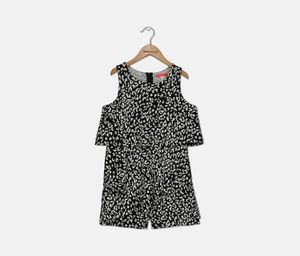 Kids Girls Allover Printed Dress  Black/White