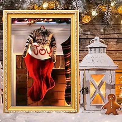 1pc Christmas DIY Diamond Painting Cute Cat Diamond Painting Handcraft Home Gift Without Frame 30x40cm/12''x15.75'' miniinthebox