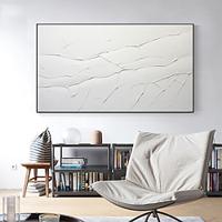 Abstract Minimalist Oil Painting On Canvas hand painted White texture painting Wall Decor Large Concise Painting Custom White painting Wall Art painting for Living Room Home Decor Lightinthebox