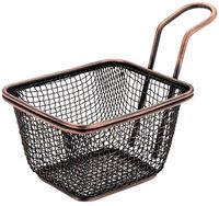 Raj Mini Antiq Copper Snack Holder/French Fries Basket Pearl Design - thumbnail