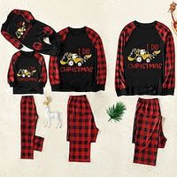 Family Christmas Pajamas Plaid Cute Christmas Pajamas Home Print Black Long Sleeve Mommy And Me Outfits Active Matching Outfits Lightinthebox - thumbnail