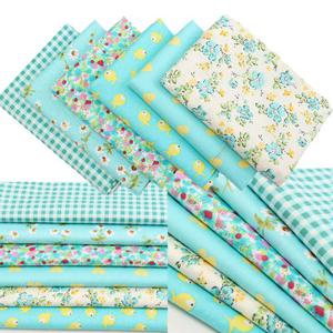 6Pcs Cyan Country Style Design Cotton Fabric DIY Household Goods Patchwork Handcraft Sewing Cloth