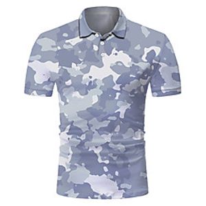 Men's Golf Shirt Tennis Shirt 3D Print Camo / Camouflage Button-Down Short Sleeve Street Tops Casual Fashion Cool Breathable Gray / Sports miniinthebox