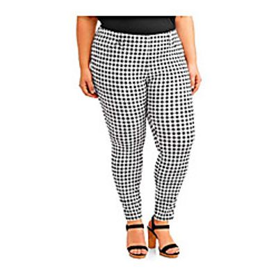 black amp; white gingham plaid plus size generous fit full length jegging - 3x Lightinthebox