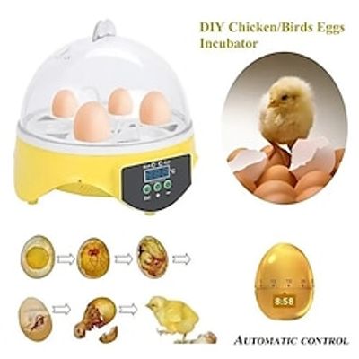 Egg Incubator Automatic, Poultry Hatcher Small Digital Incubators Breeder Temperature And Humidity Control, For Chicken Pheasant Quails Birds Pigeon, 7 Eggs miniinthebox