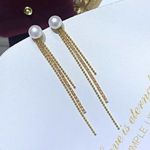 Women's White Pearl Stud Earrings Earrings Chandelier Totem Series Stylish Artistic Fashion Holiday Sweet Earrings Jewelry Gold  White For Gift Daily Holiday Work Festival 1 Pair Lightinthebox