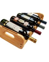 RTA 4 Bottle 1 Tier Bamboo Open Modular Wine Rack - thumbnail