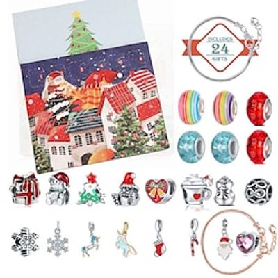Christmas Advent Calendar 2023 Xmas Gift  Countdown Bracelets Making Kit 24 Days Christmas Gift DIY Charm Beads and Bracelets for Girls Women Kids miniinthebox
