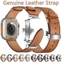 Genuine Leather Strap Band for smart watch Ultra/Ultra2 49mm 9 8 7 45mm 41mm 44mm 40mm 42mm 38mm men women metal butterfly buckle watchband bracelet belt for watch series miniinthebox