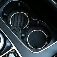 1PCS Car Coaster With Diamond Round Car Silicone Mat Creative Non-Slip General Car Coaster With Diamond Lightinthebox - thumbnail