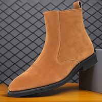 Men's Boots Retro Dress Shoes Walking Casual Daily Leather Comfortable Booties  Ankle Boots Lace-up Black Brown Spring Fall Lightinthebox - thumbnail