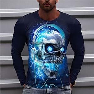 Men's T shirt Tee Tee Graphic Skulls Crew Neck Clothing Apparel 3D Print Outdoor Casual Long Sleeve Print Vintage Fashion Designer Lightinthebox