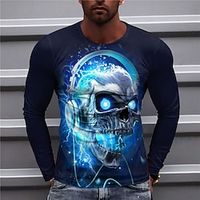 Men's T shirt Tee Tee Graphic Skulls Crew Neck Clothing Apparel 3D Print Outdoor Casual Long Sleeve Print Vintage Fashion Designer Lightinthebox - thumbnail