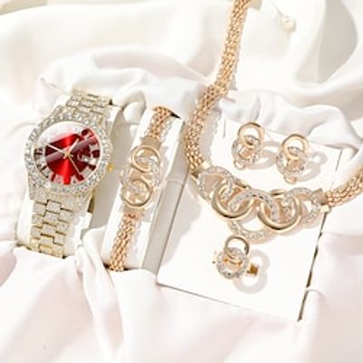 6pcsset Women's Watch Luxury Rhinestone Quartz Watch Vintage Star Analog Wrist Watch Jewelry Set Gift For Mom Her Lightinthebox 6pcsset Women's Watch Luxury Rhinestone Quartz Watch Vintage Star Analog Wrist Watch Jewelry Set Gift For Mom Her Lightinthebox