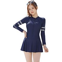 Women's One Piece Swimsuit Elastane Swimwear Bodysuit Quick Dry Stretchy Long Sleeve Front Zip - Swimming Surfing Solid Colored Summer  Plus Size Lightinthebox - thumbnail