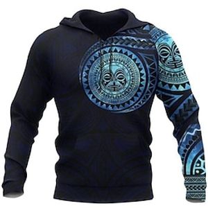 Men's Pullover Hoodie Sweatshirt Blue Hooded Graphic Prints Print Daily Sports 3D Print Basic Boho Streetwear Spring   Fall Clothing Apparel Hoodies Sweatshirts  Long Sleeve miniinthebox