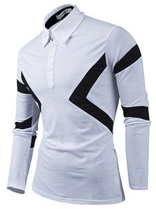 Modern Polo Collar Men Color Block T-Shirt
