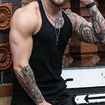 Men's Tank Top Vest Top Undershirt Wifebeater Shirt Plain U Neck Sports  Outdoor Athleisure Sleeveless Clothing Apparel Fashion Streetwear Classic Style Lightinthebox