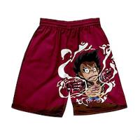 One Piece Monkey D. Luffy Beach Shorts Board Shorts Back To School Anime Harajuku Graphic Kawaii Shorts For Couple's Men's Women's Adults' 3D Print Street Casual Daily Lightinthebox