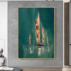 Original Hand Painted Oil Painting Wall Decor Modern Knife Abstract Seascape Sailboat Painting Interior Wall Art For Home Decor Lightinthebox