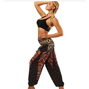 Women's High Waist Yoga Pants Harem Capri Pants Cropped Pants Capris Quick Dry Breathable Bohemian Red black Yoga Pilates Dance Sports Activewear Micro-elastic Slim  Casual  Athleisure Lightinthebox