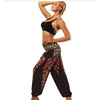 Women's High Waist Yoga Pants Harem Capri Pants Cropped Pants Capris Quick Dry Breathable Bohemian Red black Yoga Pilates Dance Sports Activewear Micro-elastic Slim  Casual  Athleisure Lightinthebox - thumbnail
