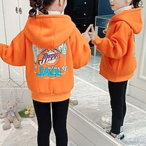 Kids Girls' Hoodie Cartoon Casual Long Sleeve Fashion 7-13 Years Winter Green Orange Lightinthebox